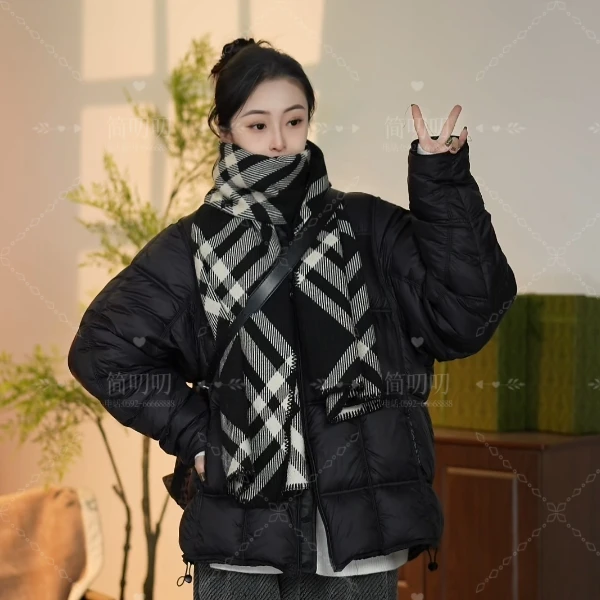 【专属】短外套女冬季2024年无领面包服圆领百搭设计感泡芙大码棉服