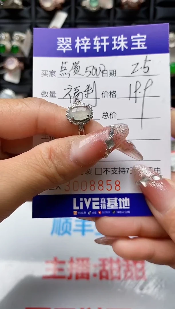 【闪购商品】翡翠戒指银S925镶嵌8858
