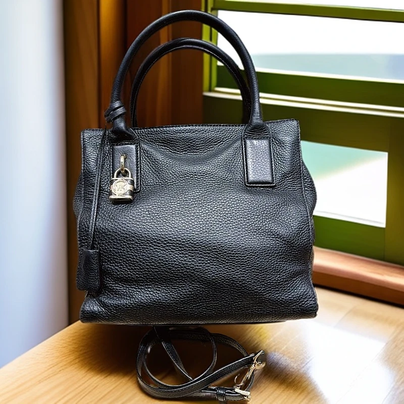 95新 MICHAELKORS/迈克高仕  黑色锁头手提单肩包 1239 4314