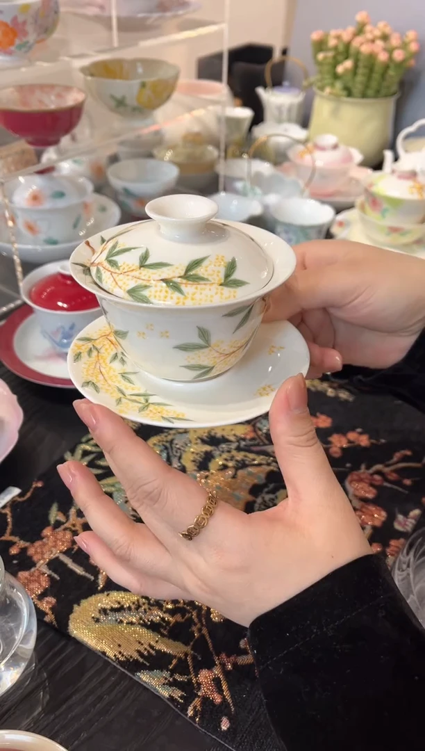 【闪购商品】桂花三才盖碗 哈哈哈哈