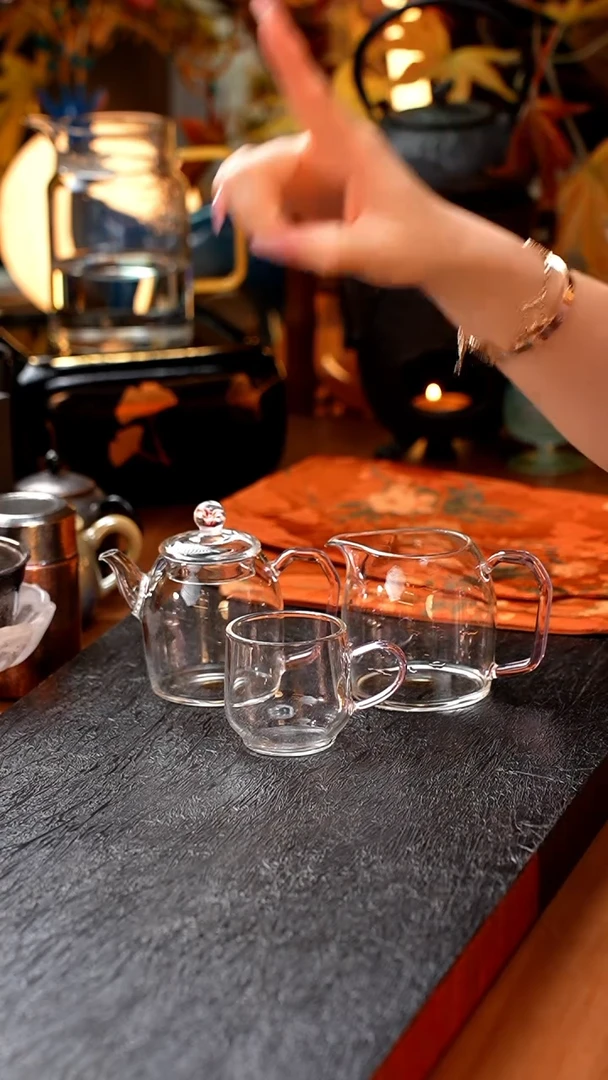 暗香疏影/秦权小泡壶/粉海棠+秦权匀杯/浅粉+水月杯2入/浅粉