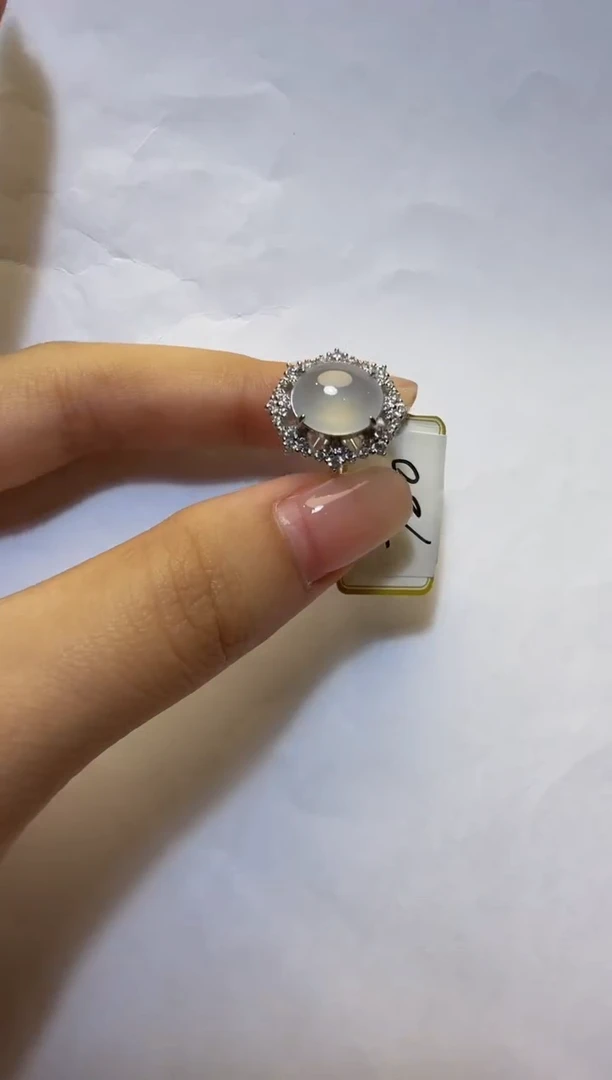 银S925镶嵌戒指翡翠925银镶缅甸A货翡翠戒指