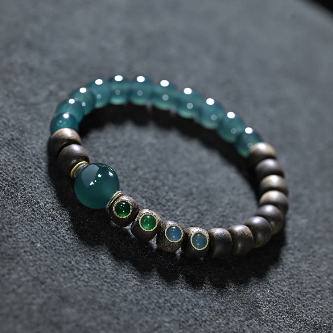 铜合金手链 「钰翡」仿制沉香木手链单圈磁场增强心想事成佛珠手串