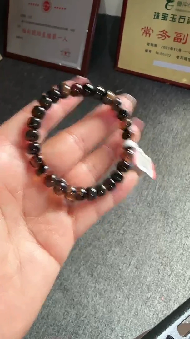 未镶嵌琥珀手串规格8微瑕药珀紫衫醇老型手串# 37