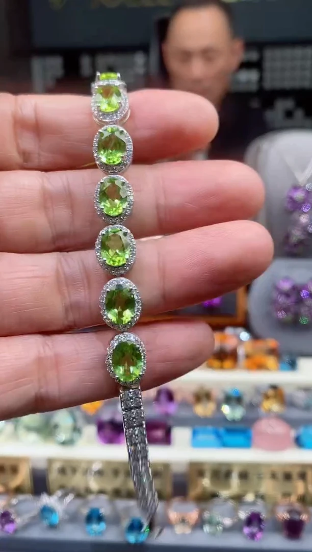 【闪购商品】橄榄石手链银S925镶嵌橄榄石 手链