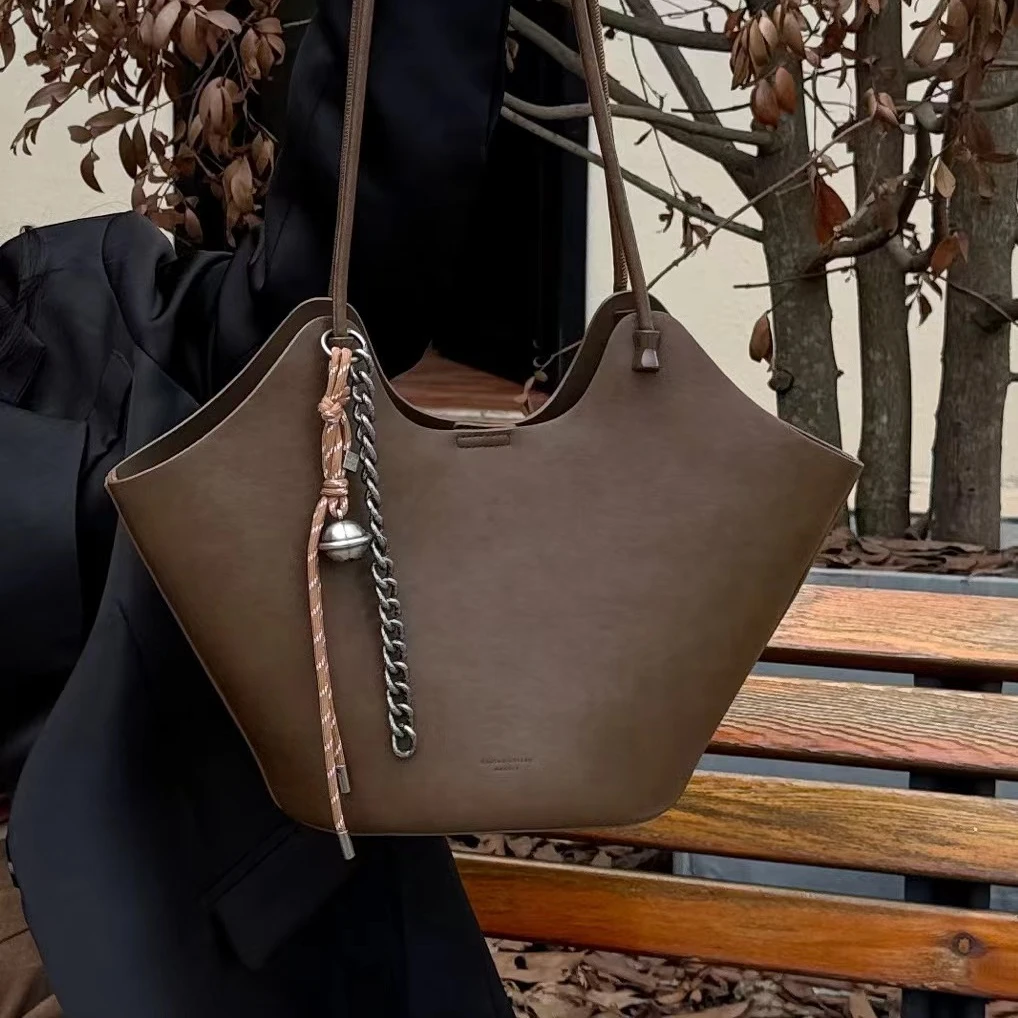 【芝麻集】SKL-5288-咖啡色RAIN.CUN简约时尚百搭腋下斜跨女包