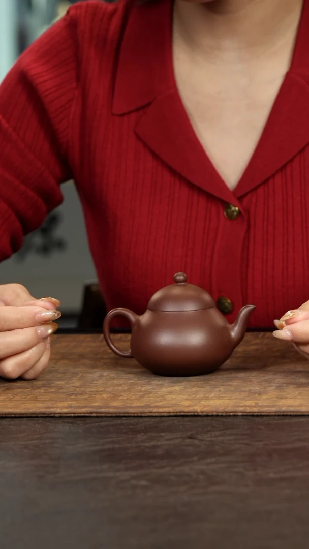 茶壶紫砂梨式老紫泥120cc