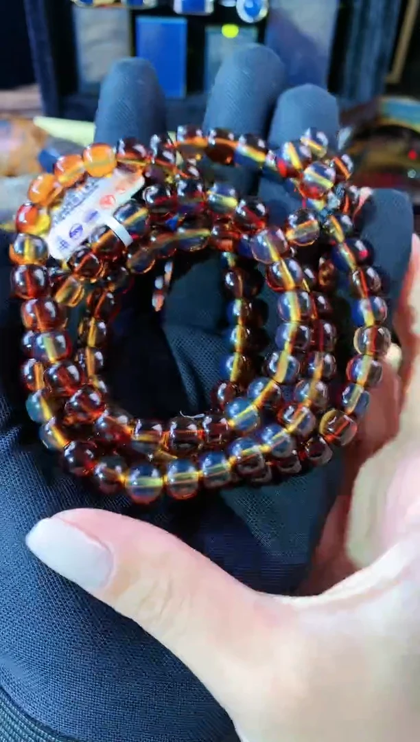 【闪购商品】琥珀珠宝奇石未镶嵌8mm红蓝老型108串