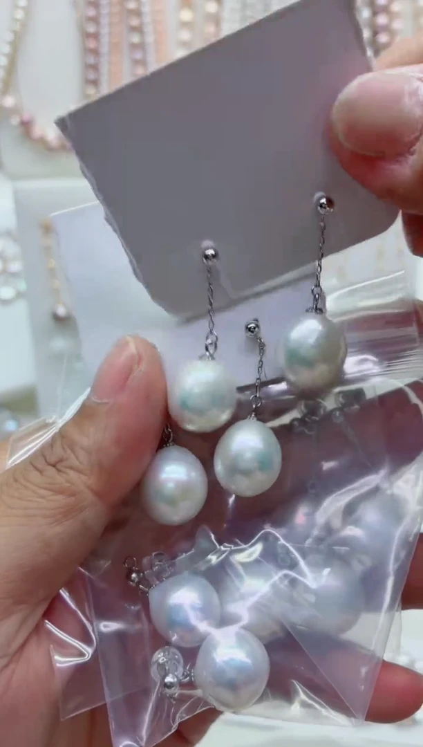 银S925镶嵌淡水珍珠耳饰多样性发其一，非无暇
