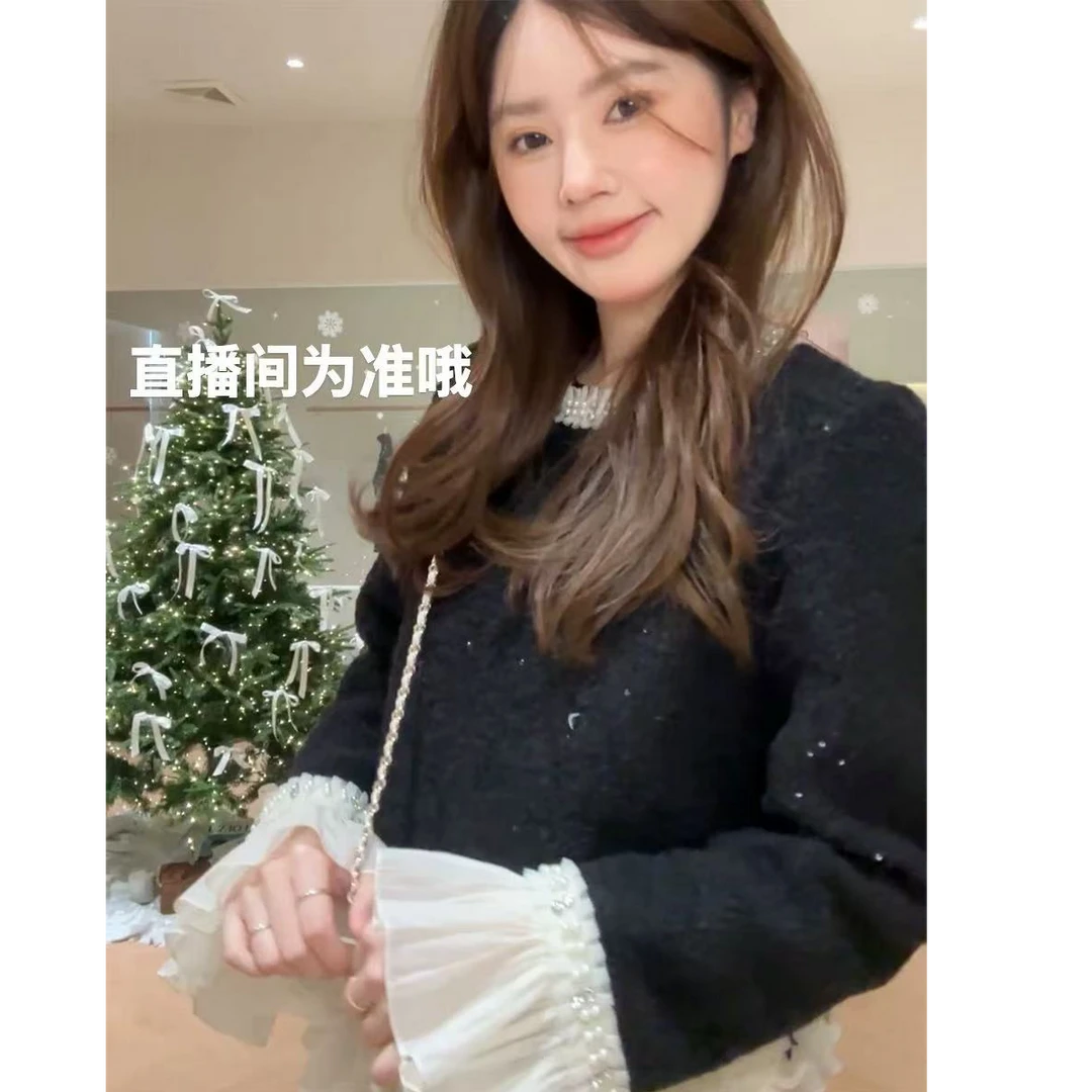 阿莹儿推荐 新款重工品姐珍珠领小香风长袖外套