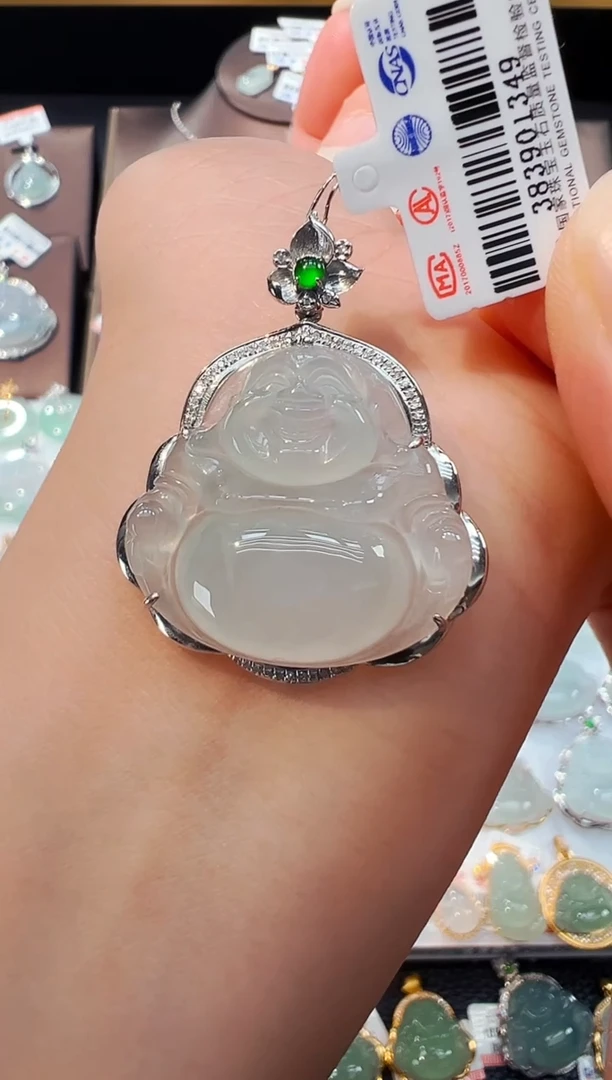 翡翠18K金镶嵌吊坠(不含链)佛公吊坠1349
