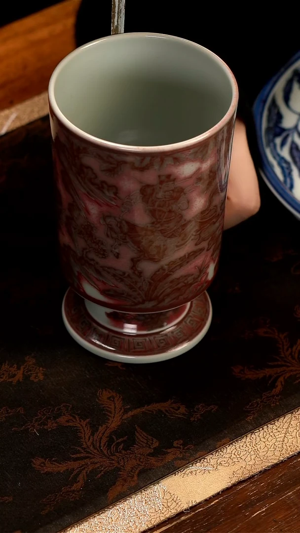 元黛工坊萧何釉里红大高足