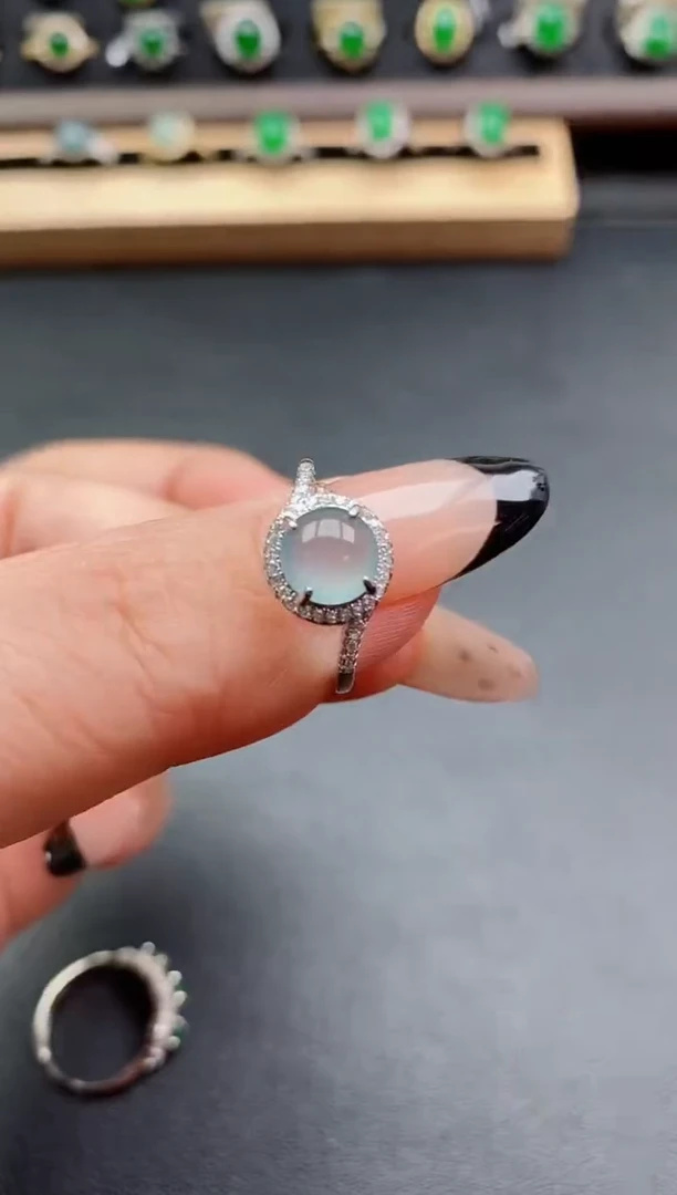 银S925镶嵌戒指翡翠1