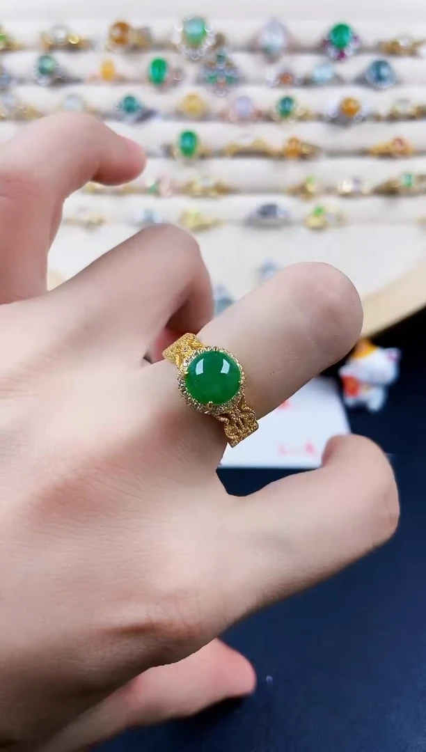 翡翠戒指银S925镶嵌4156879