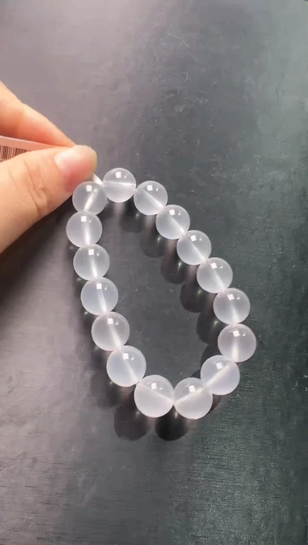 水晶手串未镶嵌乳白晶素圈手串12m+  Z24647