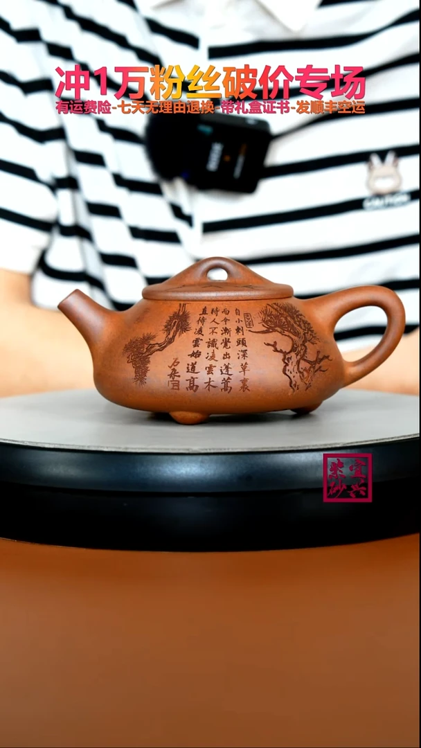 茶壶紫砂蒋静明天星泥松竹景舟石瓢300CC