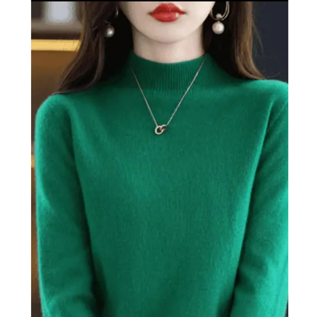 【现货宠粉】秋冬款女半高宽松百搭毛衣套头软糯纯色打底衫针织衫