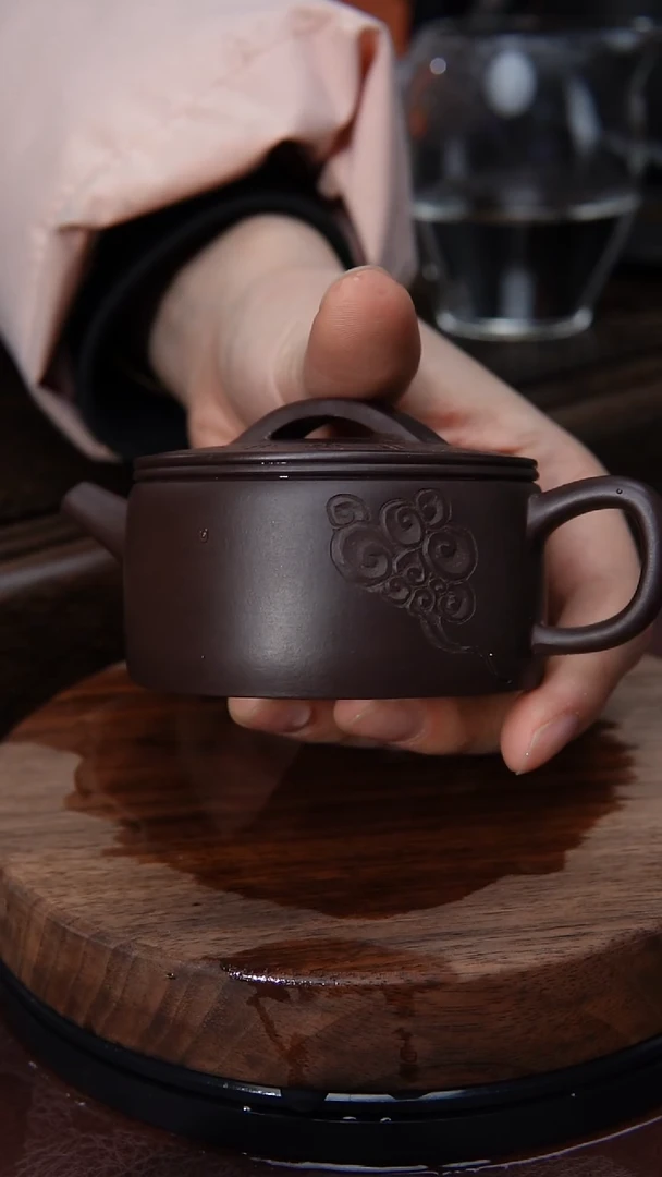 【闪购商品】紫砂茶壶汉瓦石黄刻绘紫砂壶