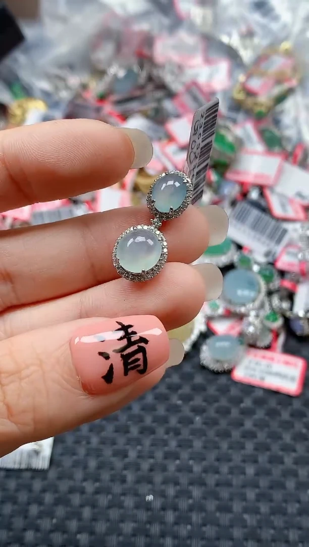 银S925镶嵌戒指翡翠天然A货缅甸翡翠