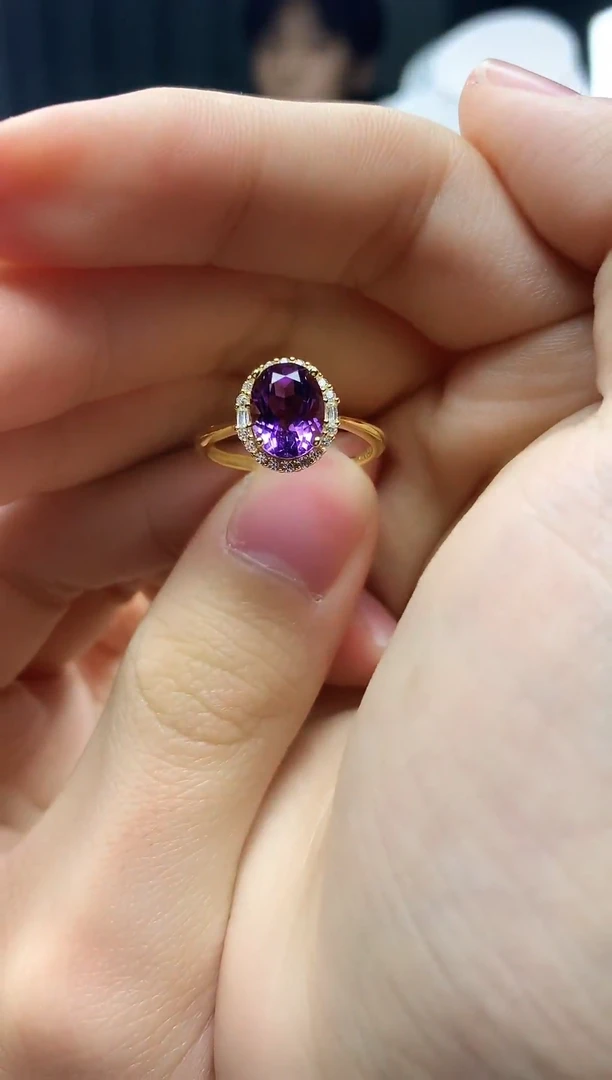 银S925镶嵌戒指紫晶J32-5