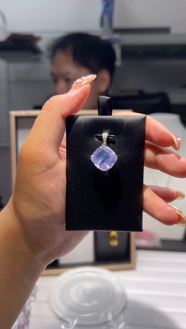 吊坠(不含链)银S925镶嵌水晶天然紫玉晶吊坠