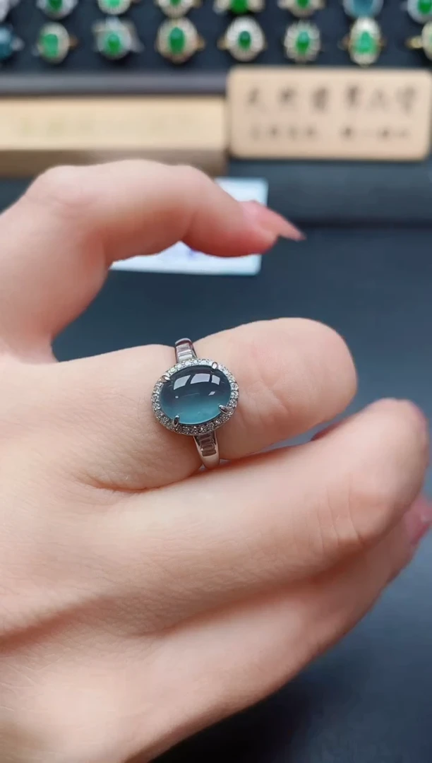 银S925镶嵌戒指翡翠1