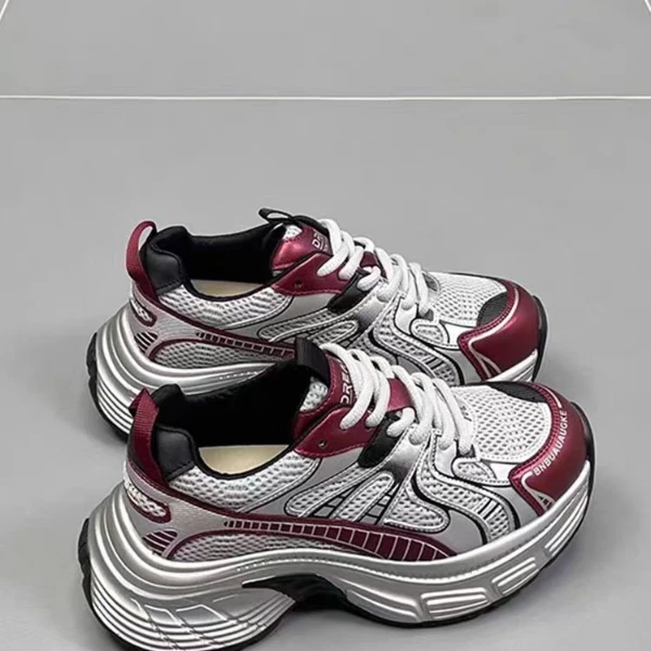 真皮松糕厚底增高老爹鞋女2024秋季新款圆头系带百搭休闲运15916