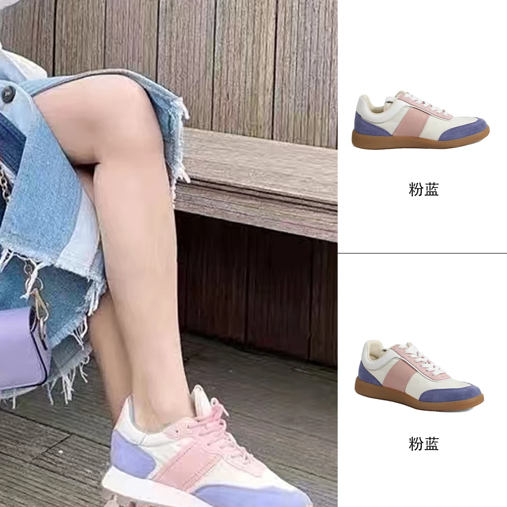 WANTSLAB高级新款光滑皮革拼绒面运动鞋子女简约休闲WL2007160050