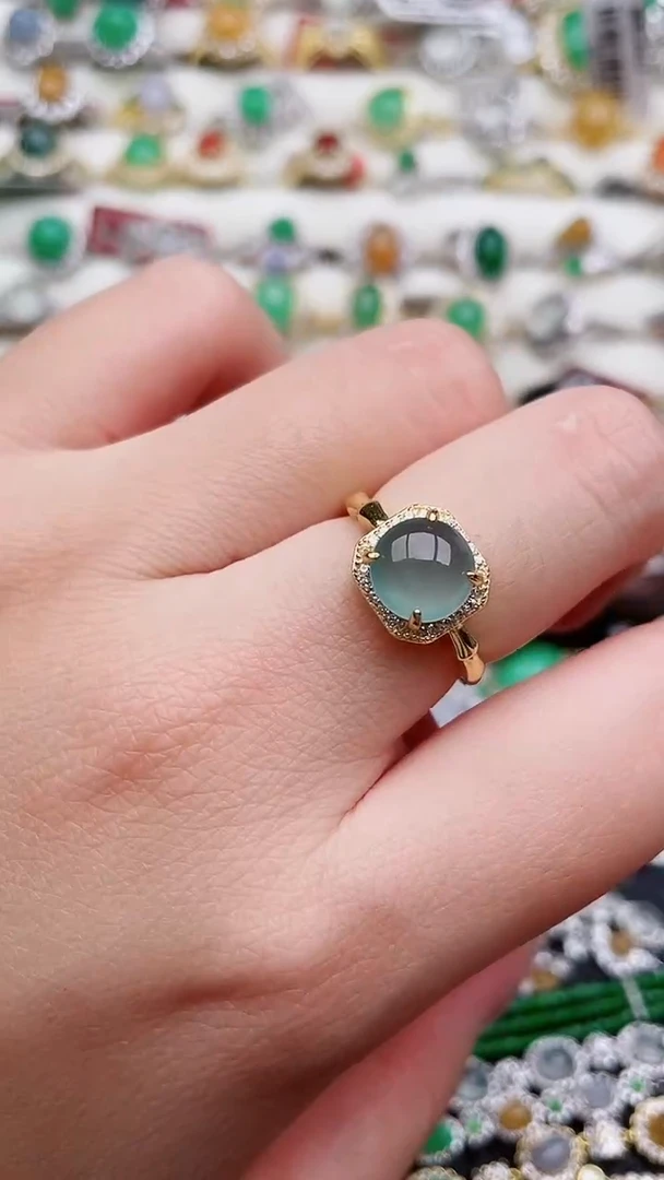 银S925镶嵌戒指翡翠12