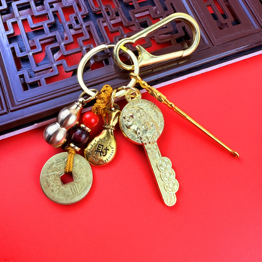 【老师推荐】2026马年新款黄铜貔貅金钥匙百福挂件铜葫芦送礼佳品