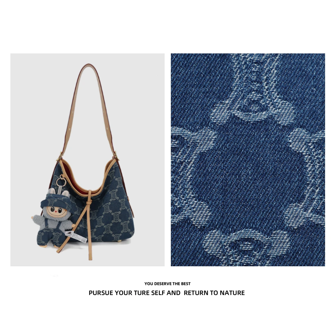 丹宁牛仔小众高级女士单肩手提托特包#9014