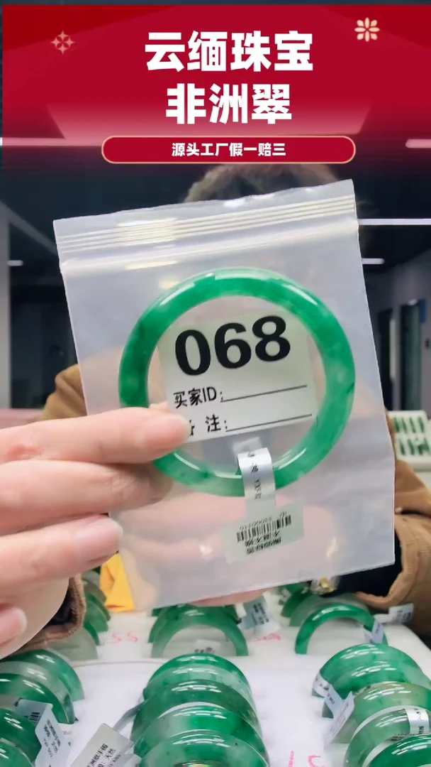未镶嵌手镯石英质玉（非洲翠）5859圈口068