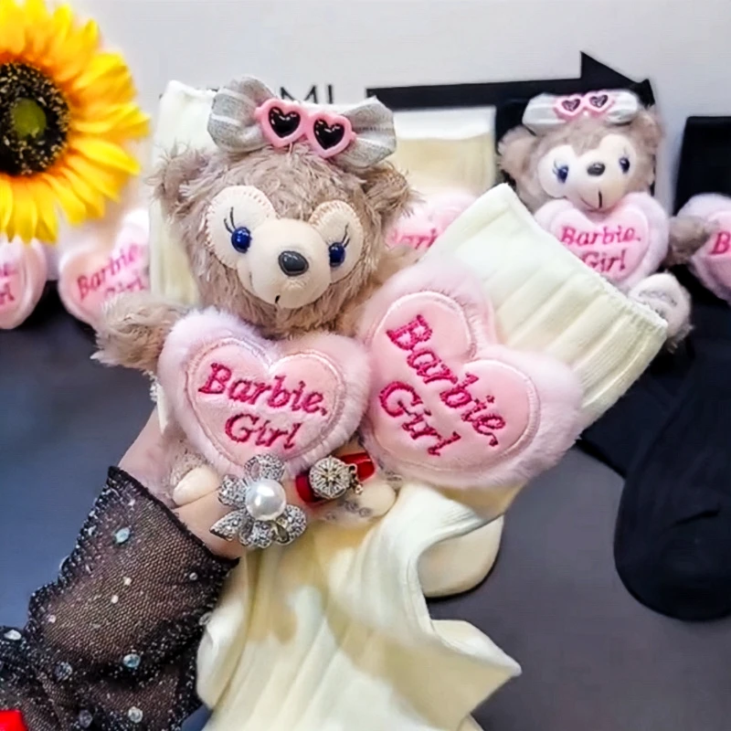 2025早春新款雪莉玫爱心玩偶AB饰品袜潮袜堆堆袜棉袜女