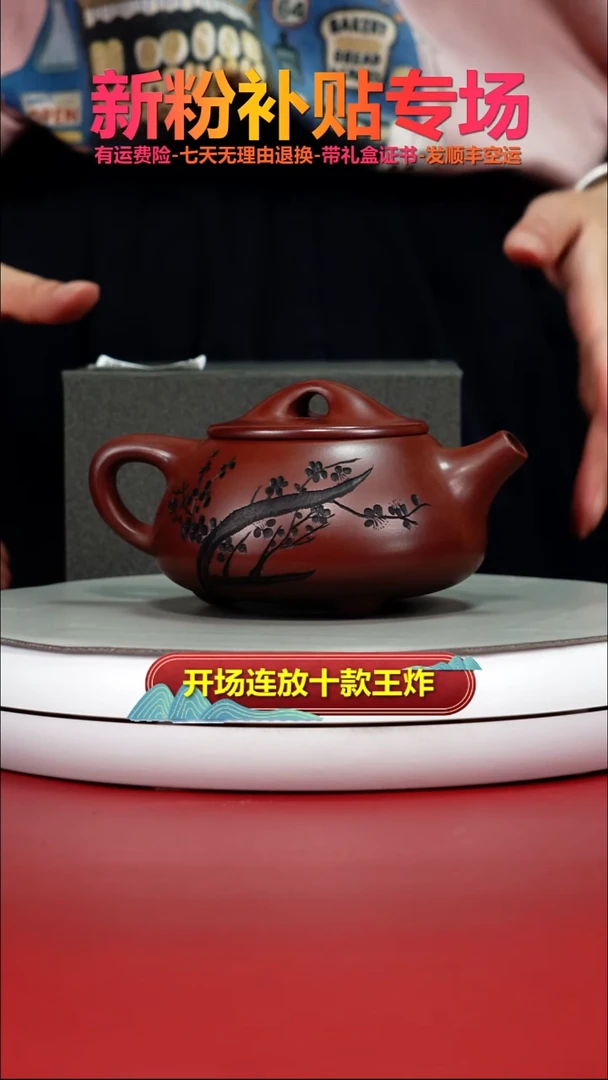 茶壶紫砂蒋静明龙血砂梅花景舟石瓢300CC
