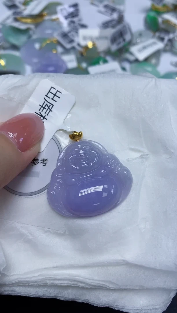 颈饰18K金镶嵌翡翠天然缅甸翡翠A货多样性发一件