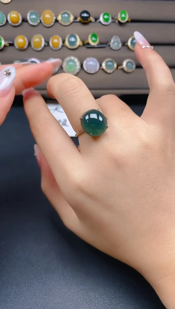 翡翠戒指银S925镶嵌43