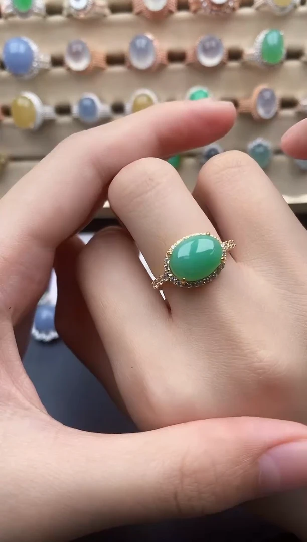 翡翠戒指银S925镶嵌一物一证一礼盒