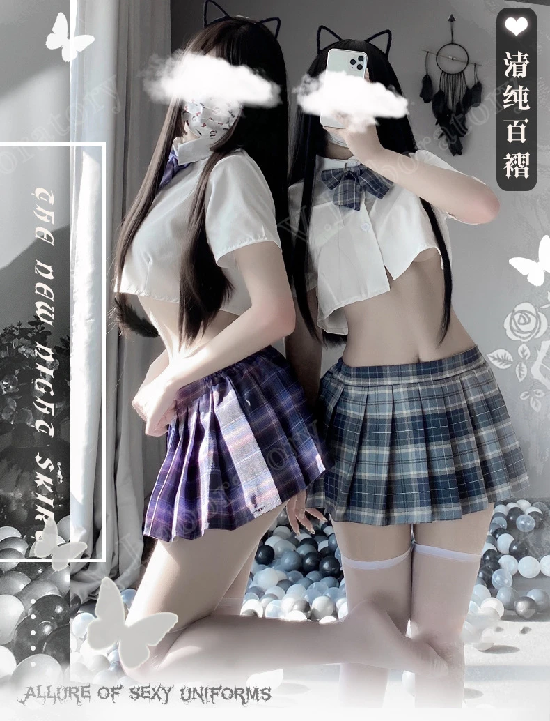 VL余温未了 学院风jk制服百褶短裙套装性感学生火辣甜美约会战衣