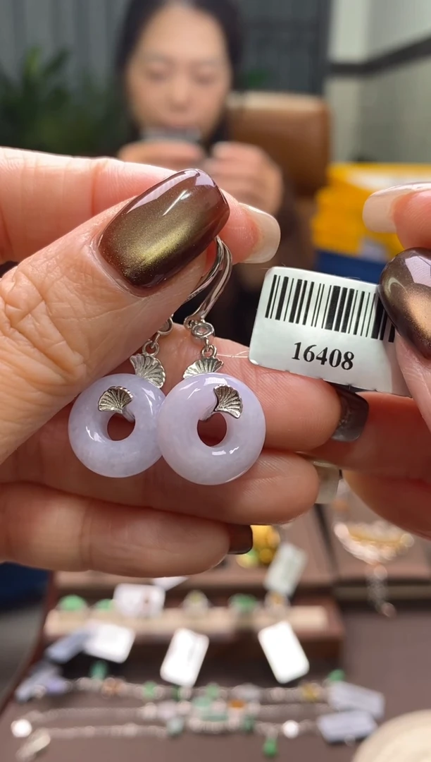 颈饰银S925镶嵌翡翠净货16408