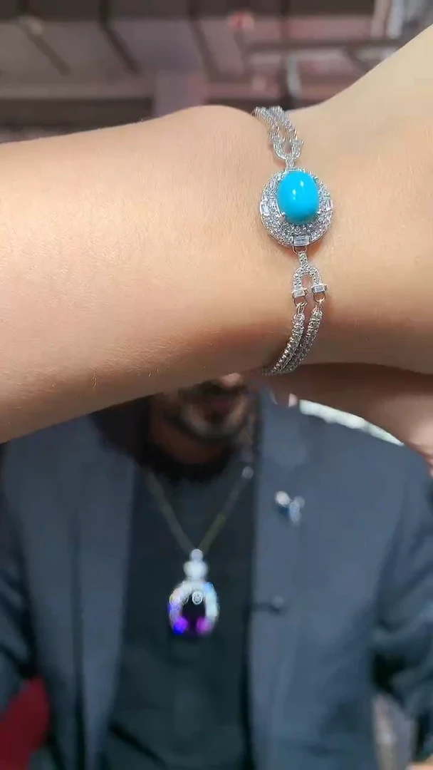 银S925镶嵌绿松石手链【宝石世家严选】