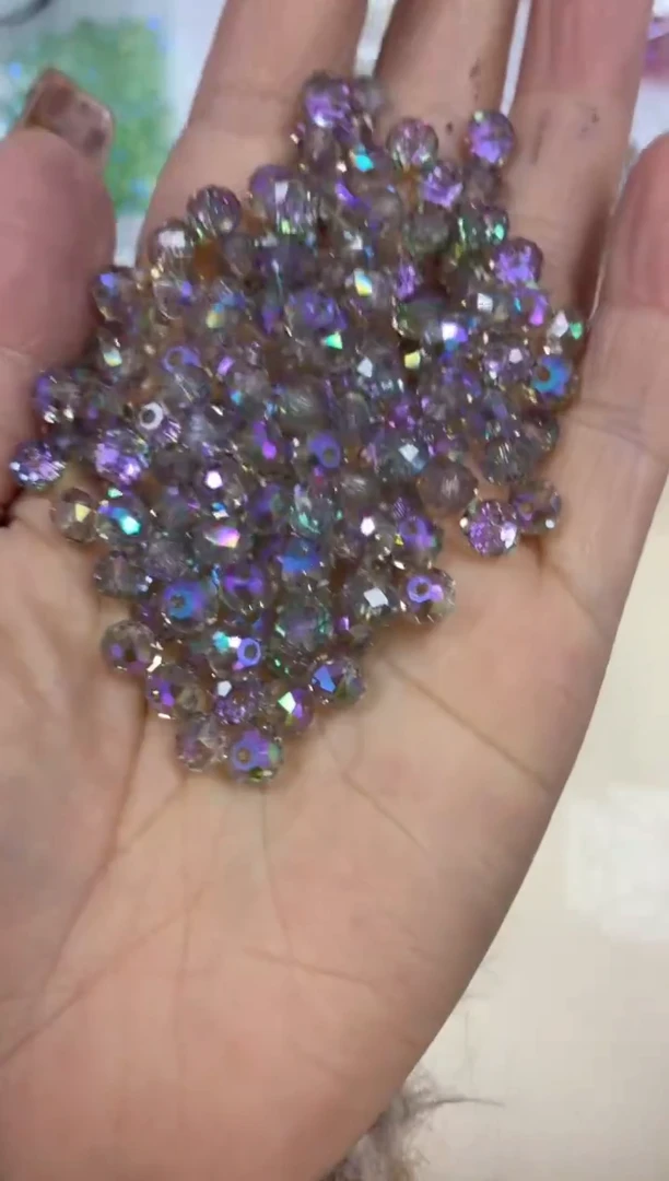 玻璃03059卡6华子扁100颗魅影紫