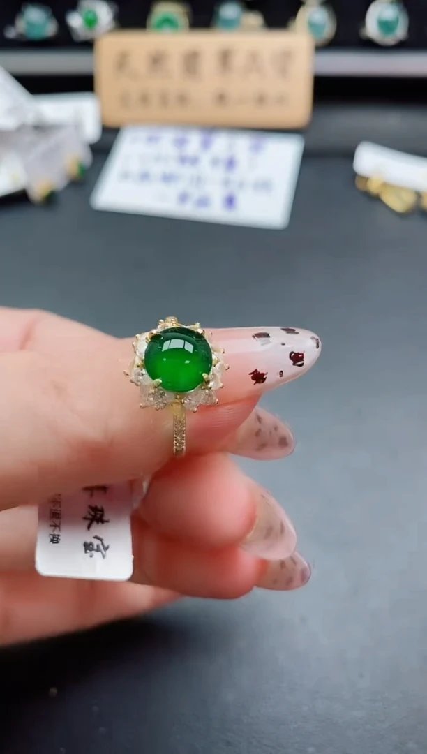 银S925镶嵌戒指翡翠1