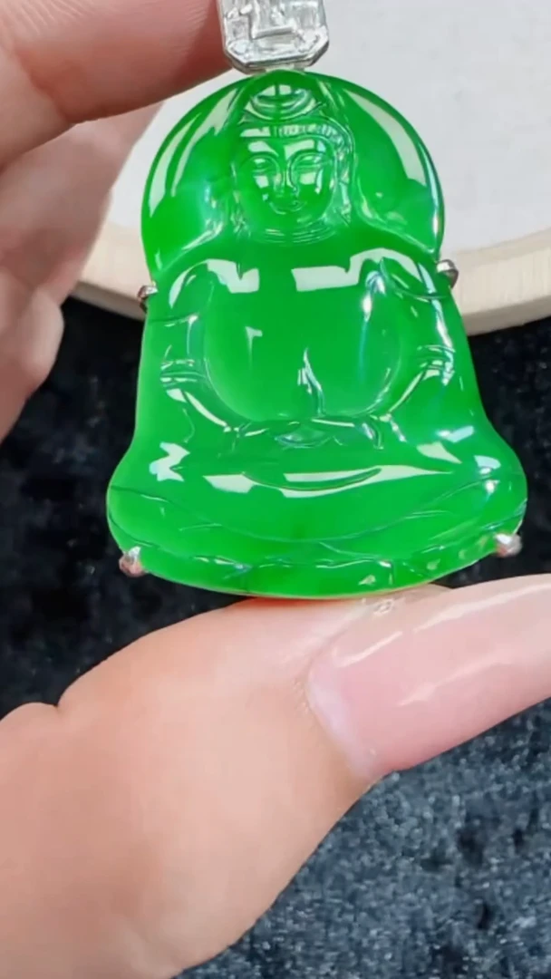 定制翡翠银S925镶嵌翡翠吊坠146