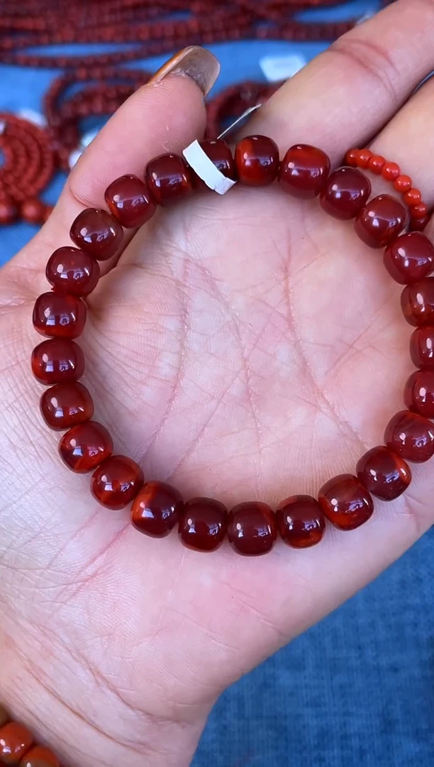未镶嵌手串南红玛瑙N32凉山瓦西料原矿牛血红单圈