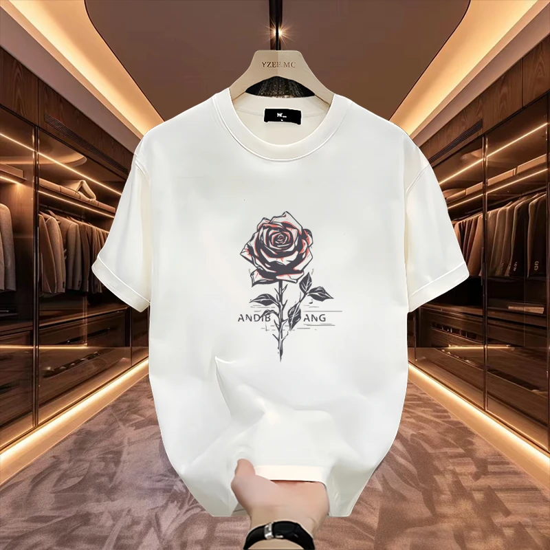 宾凯莱2025新款重磅男士T恤圆领上衣印花时尚新年百搭短袖打底衫