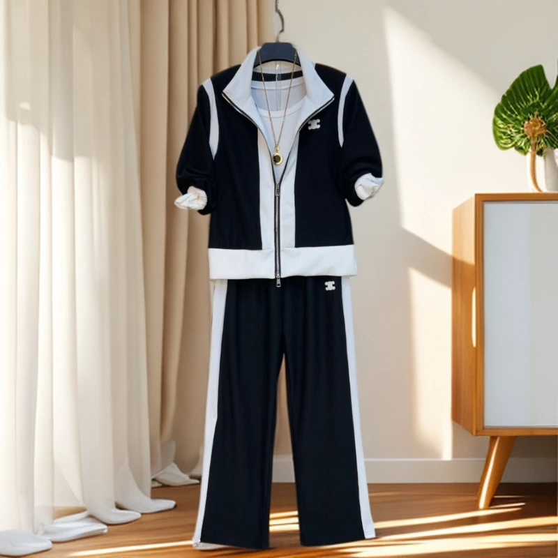 胖妹妹新款时尚休闲运动显瘦外套裤子胖MM加肥加大减龄百搭套装潮