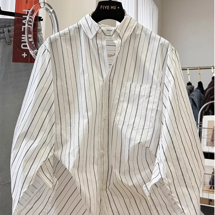 1118设计感独特别致超好看条纹长袖衬衫女春季法式上衣超火小衫
