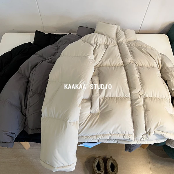 REKAYYAT“暖光”冬季新品时尚洋气百搭立领95%白鸭绒面包羽绒服