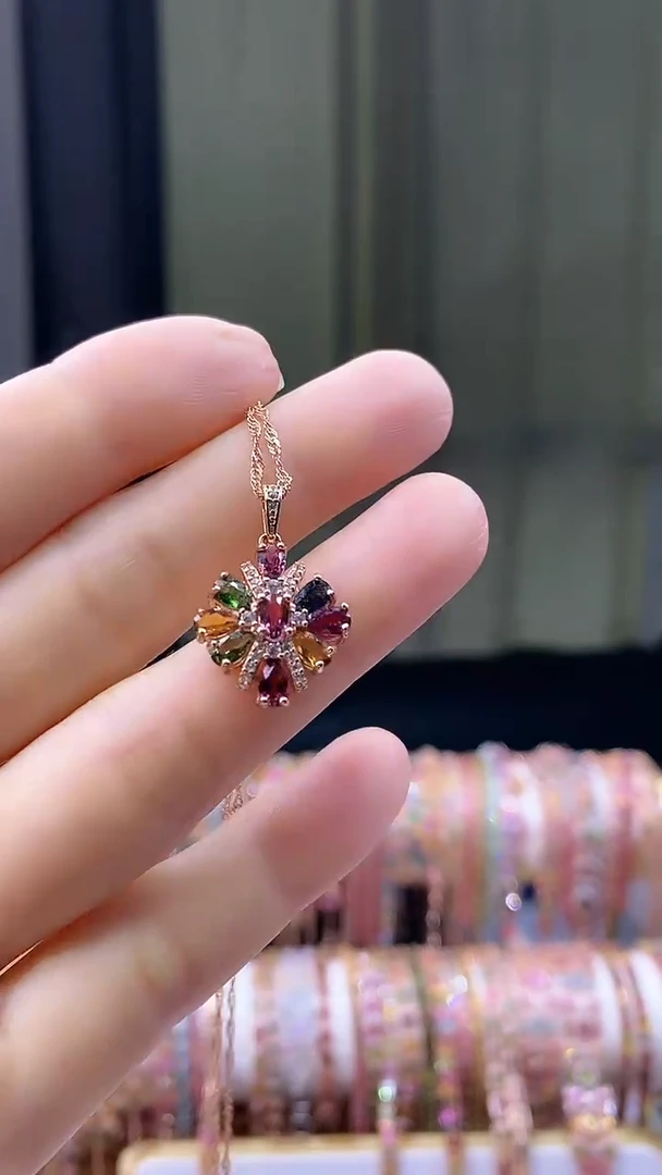 【闪购商品】碧玺吊坠银S925镶嵌66666666