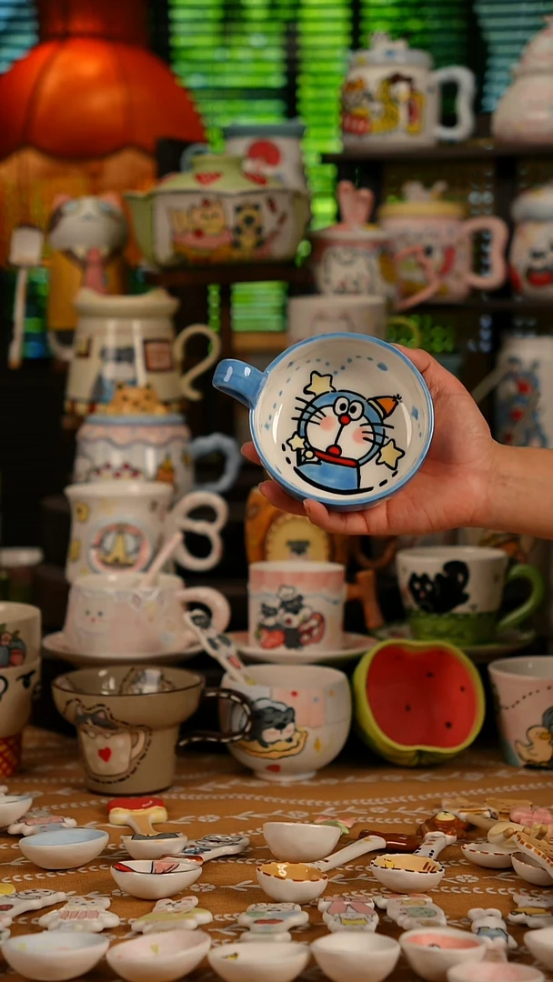 陶瓷无盖款景德镇高温釉下彩纯手绘